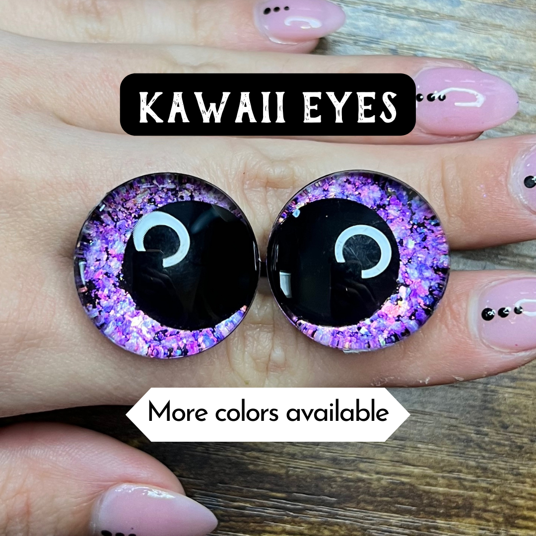 Handpainted Kawaii Safety Eyes, Sea Witch, multiple sizes, glitter eyes,  amigurumi eyes, toy eyes, stuffed toys, bright colors, crafts,1 set