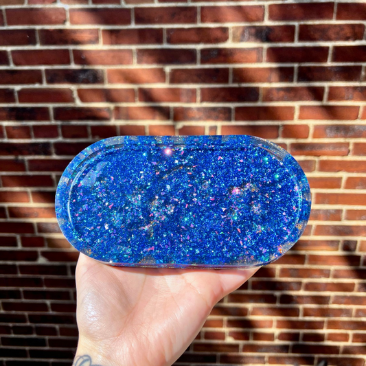 Imperfect Pink/Blue Glitter Trinket Tray (Large)