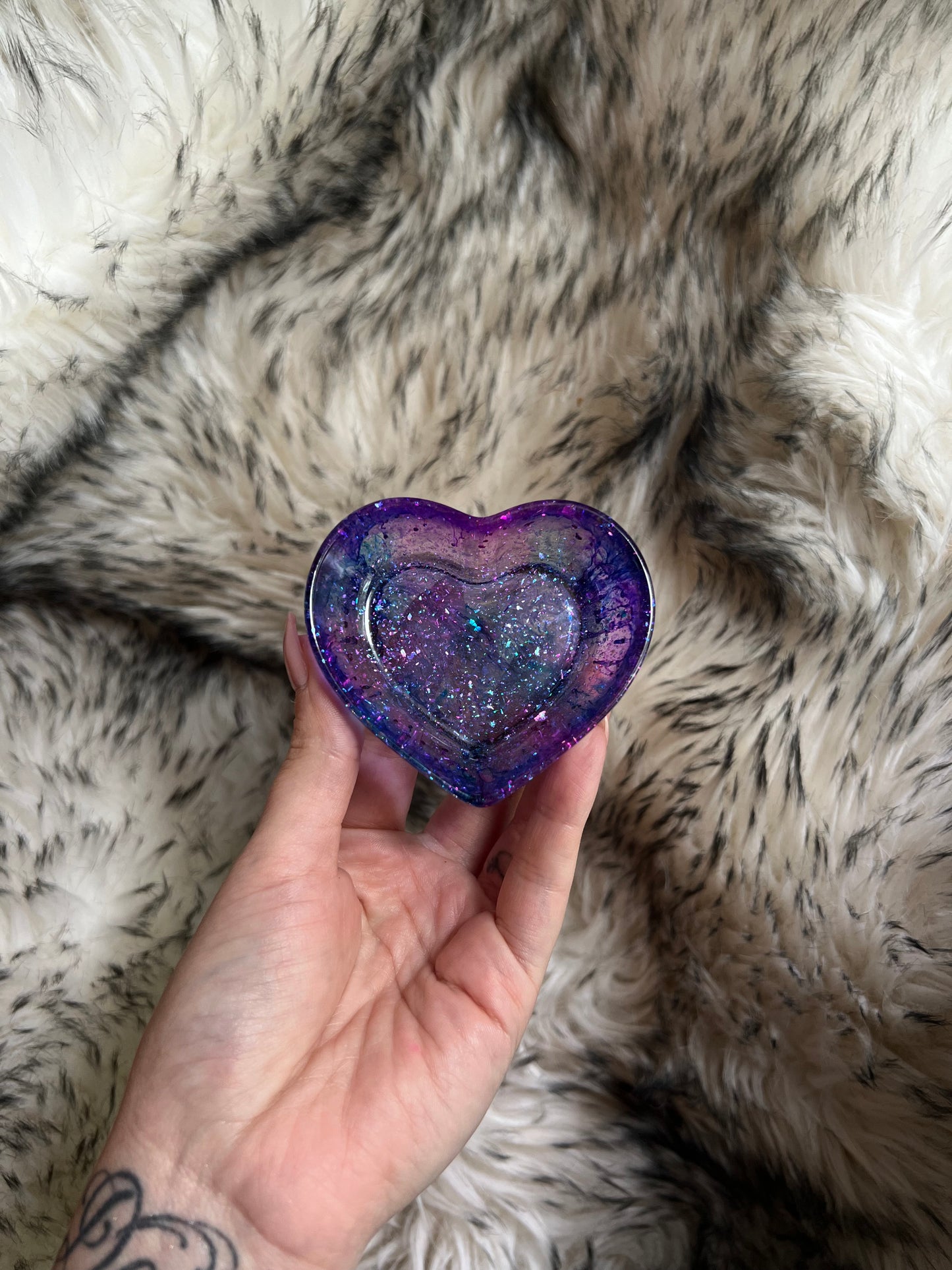 Purple/Pink Glitter Trinket Dish (Heart)