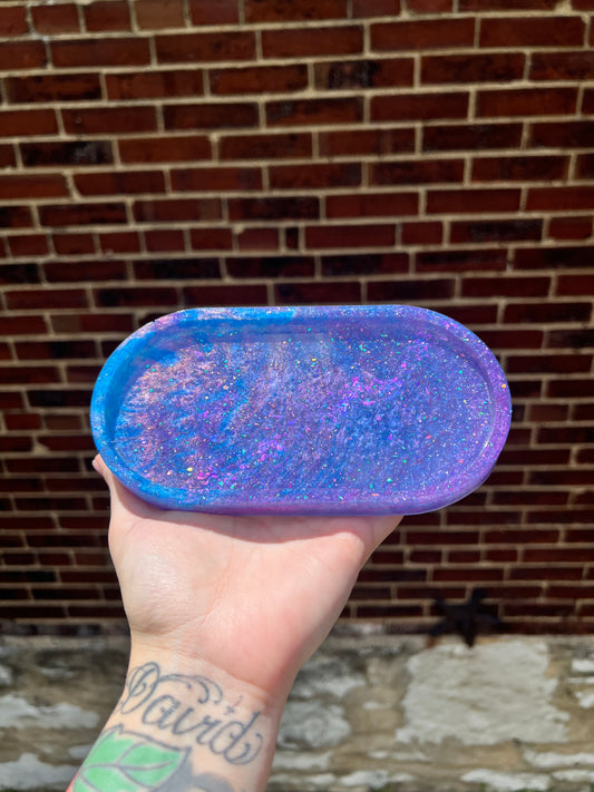 Imperfect Purple/Blue Glitter Trinket Tray (Large)