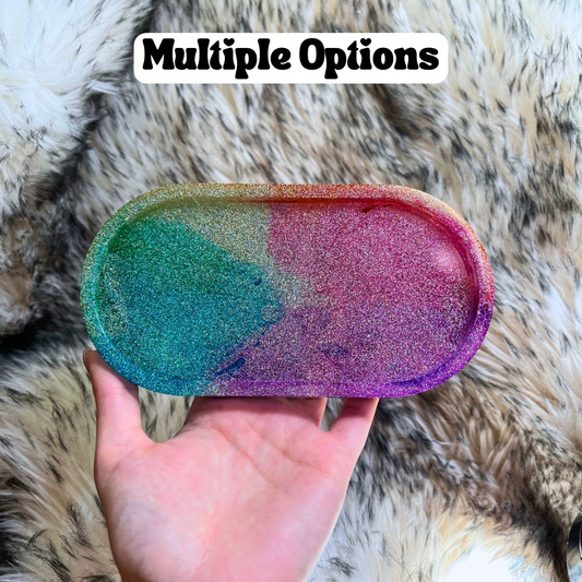 Rainbow Glitter Trinket Tray (Large)