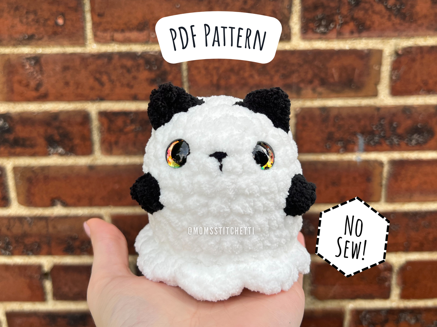 Ghost Cat Crochet Pattern (Full Pattern, No Sew)