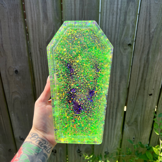 Glow in the Dark Glitter Coffin Trinket Tray