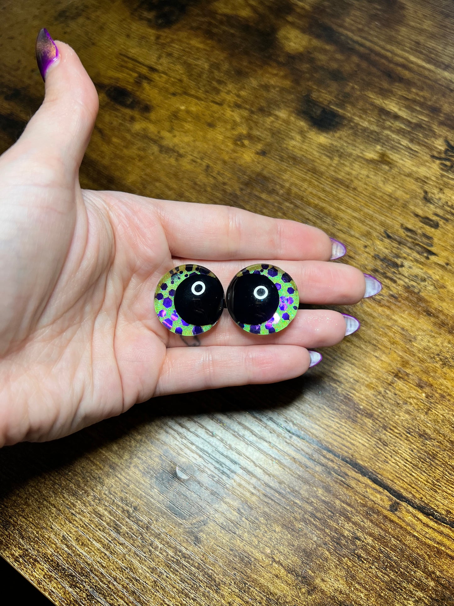 25 mm Lime/Purple Kawaii Safety Eyes (Reject Color)