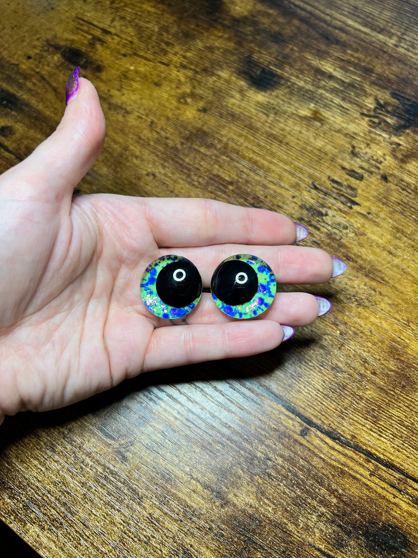 25 mm Kawaii Lime/Purple Safety Eyes (Imperfect)