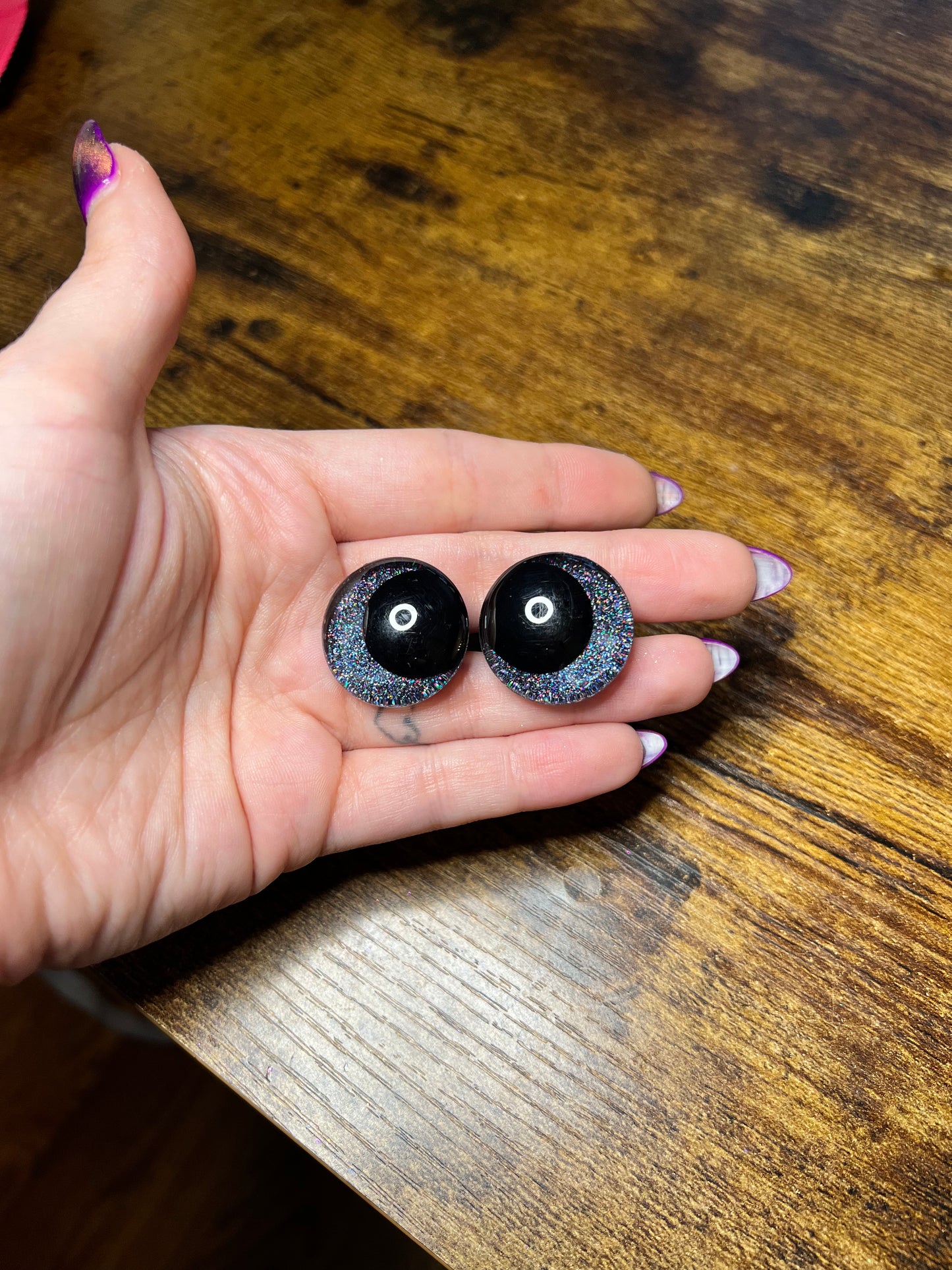 25 mm Kawaii Black Holographic Safety Eyes (Imperfect)