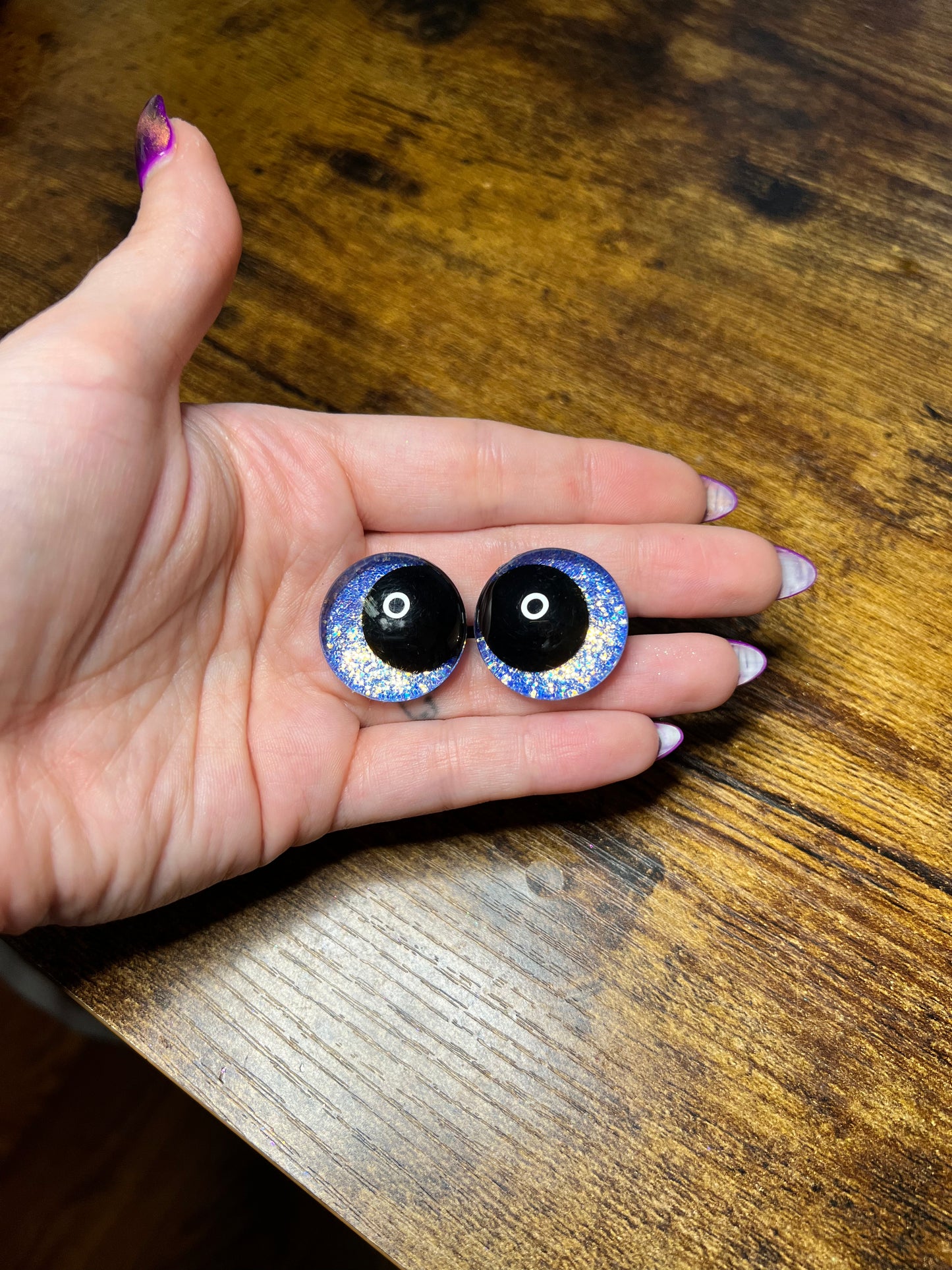 25 mm Kawaii Blue/Yellow Glitter Safety Eyes (Imperfect)