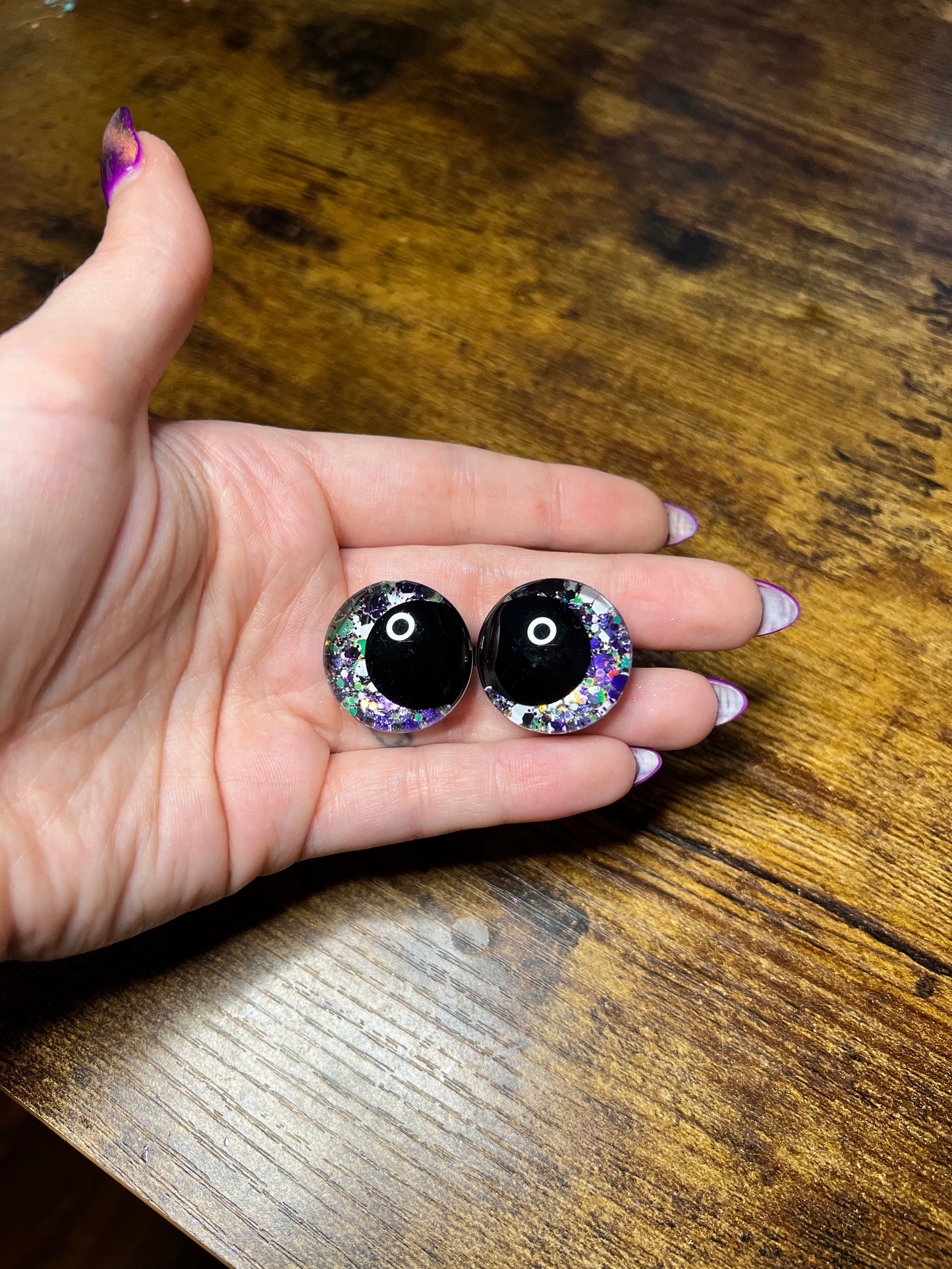 25 mm Kawaii White/Black/Purple/Green Glitter Safety Eyes (Imperfect)