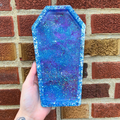 Blue Glow in the Dark Coffin Trinket Tray