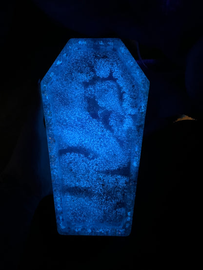 Blue Glow in the Dark Coffin Trinket Tray