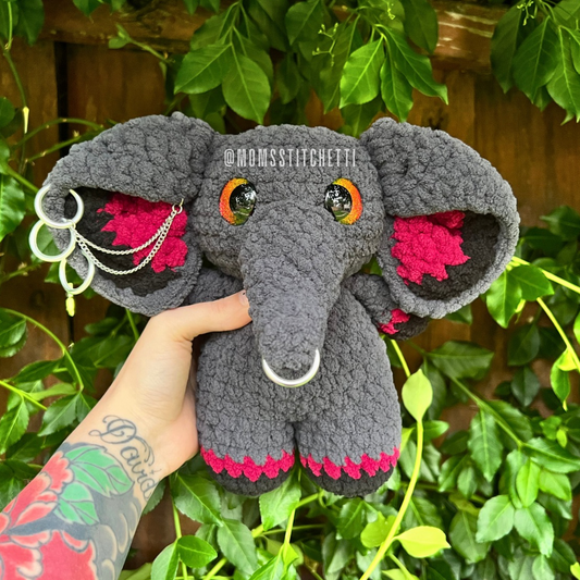 Goth Elephant Plushie