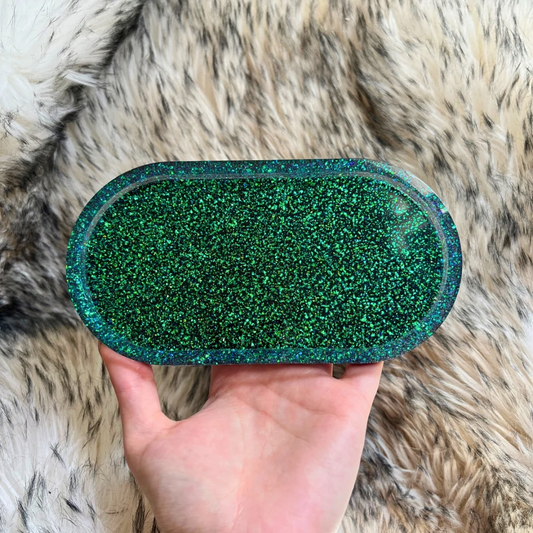 Green Glitter Trinket Tray (Large)