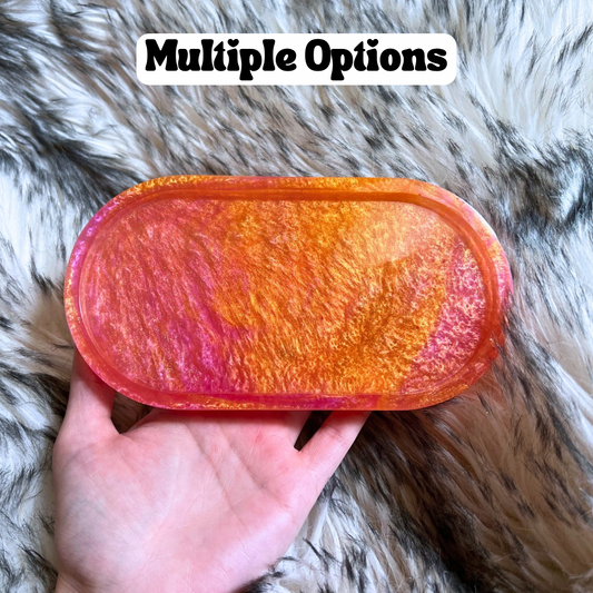 Pink/Orange Shimmer Trinket Tray (Large)