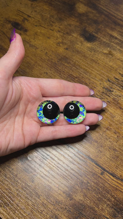 25 mm Kawaii Lime/Purple Safety Eyes (Imperfect)