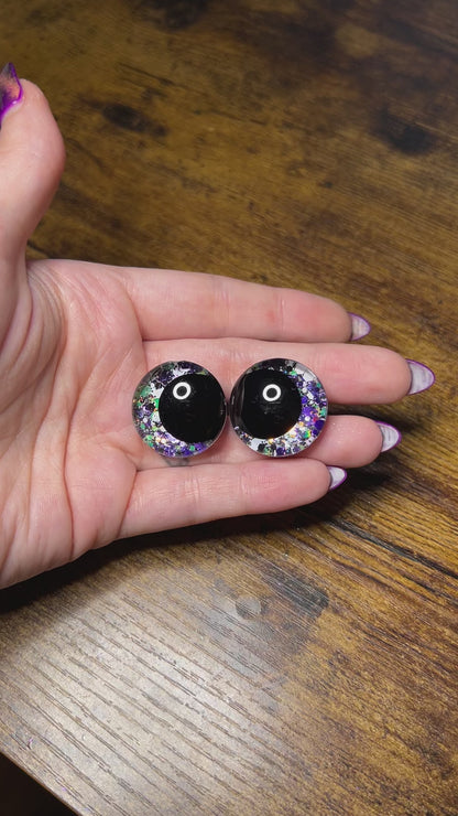 25 mm Kawaii White/Black/Purple/Green Glitter Safety Eyes (Imperfect)