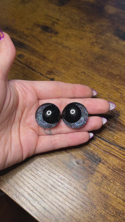 25 mm Kawaii Black Holographic Safety Eyes (Imperfect)