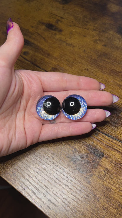 25 mm Kawaii Blue/Yellow Glitter Safety Eyes (Imperfect)