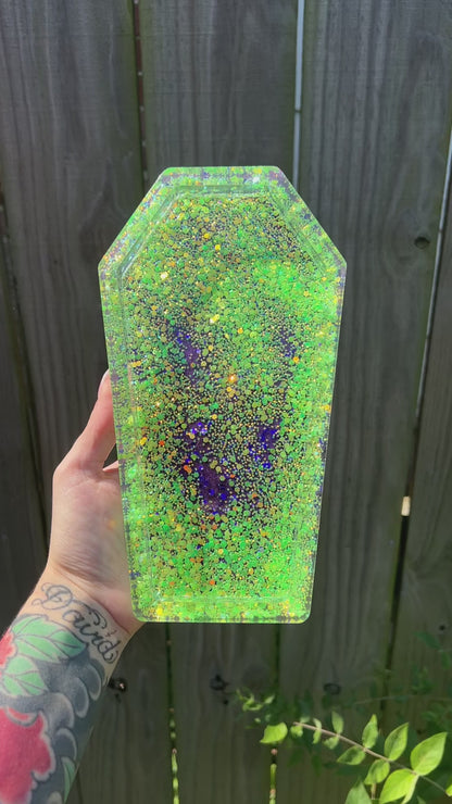 Glow in the Dark Glitter Coffin Trinket Tray