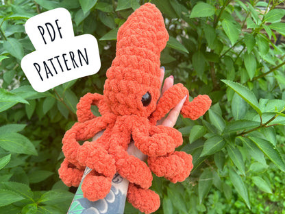 Squid Crochet Pattern (No Sew)
